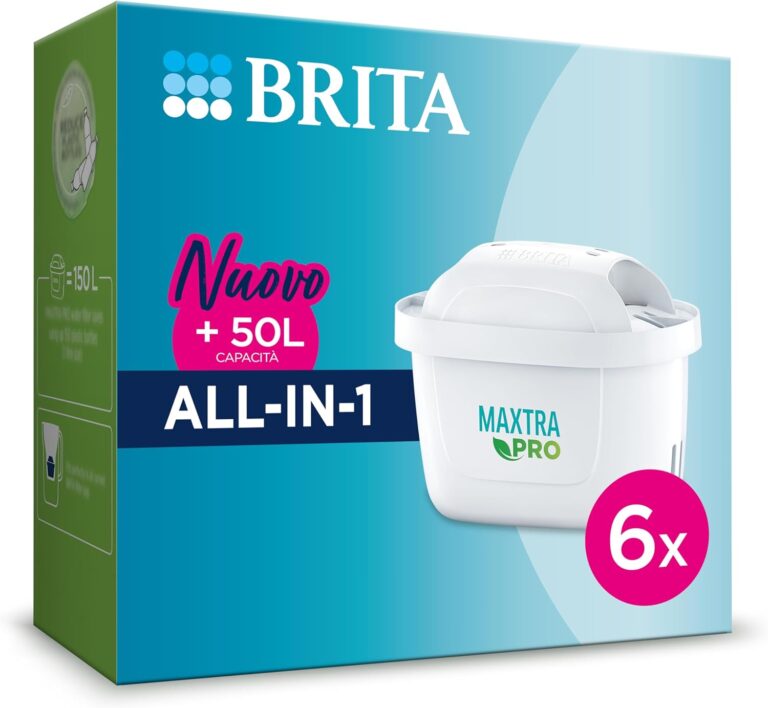 BRITA Filtro per acqua MAXTRA PRO All-in-1 Pacchetto di risparmio semestrale da 6 filtri - NUOVO MAXTRA+ Riduce impurità, cloro, pesticidi e calcare per acqua del rubinetto dal gusto buono