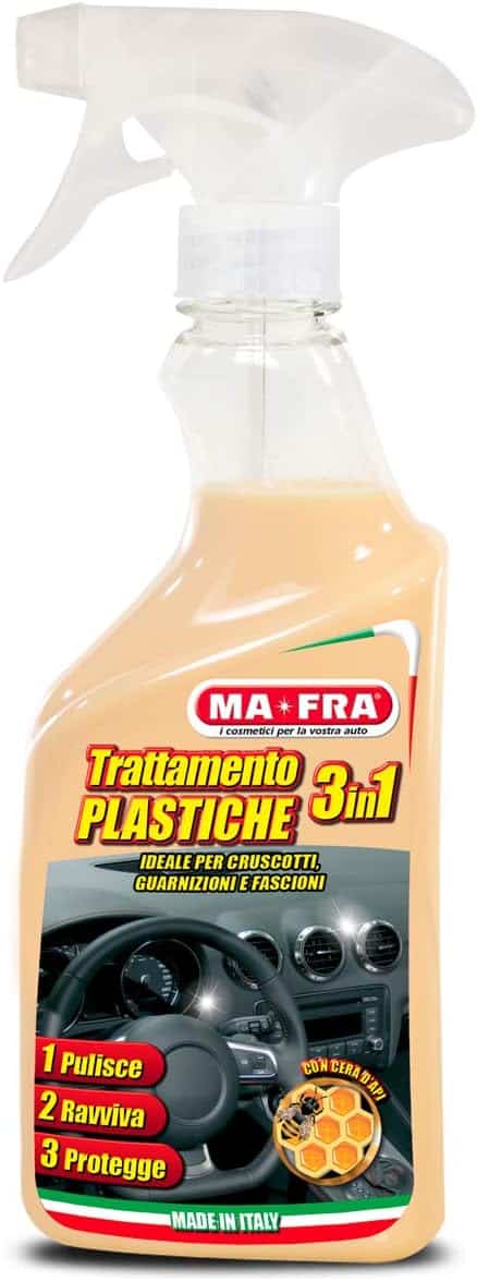 Ma-Fra, Trattamento 3in1 Plastiche, Pulisce, Ravviva e Protegge le Parti Interne dell'Auto, Creando una Barriera Anti Raggi UV, Formato 500ml