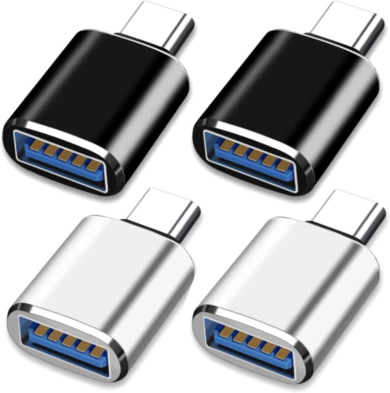 Adattatore da USB C a USB[4 Pezzi], Adattatore USB C USB Adattatore USB Type C Thunderbolt 4/3 a USB 3.0, USB C to USB per MacBook Pro 2021 MacBook Air 2020, Galaxy S9/S8, Dell XPS(2Nero e 2Argento)