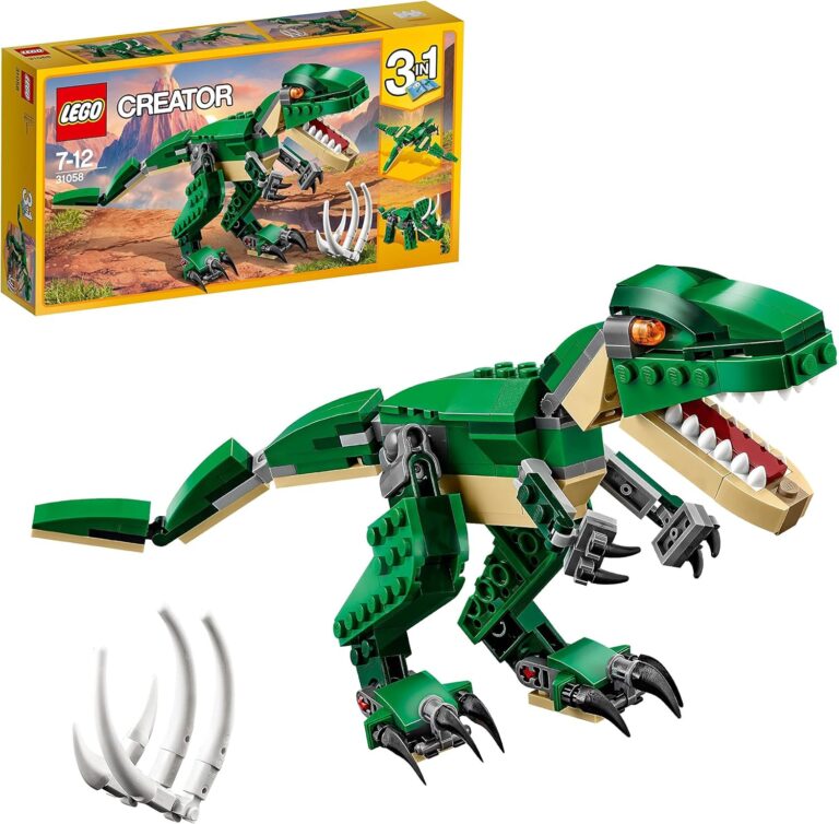 LEGO Creator Dinosauro, Set Animali Giocattolo 3 in 1 per Costruire, Giochi per Bambini, Bambine, Ragazzi e Ragazze con T. Rex o Triceratopo o Pterodattilo in Mattoncini, Idee Regalo Creative 31058