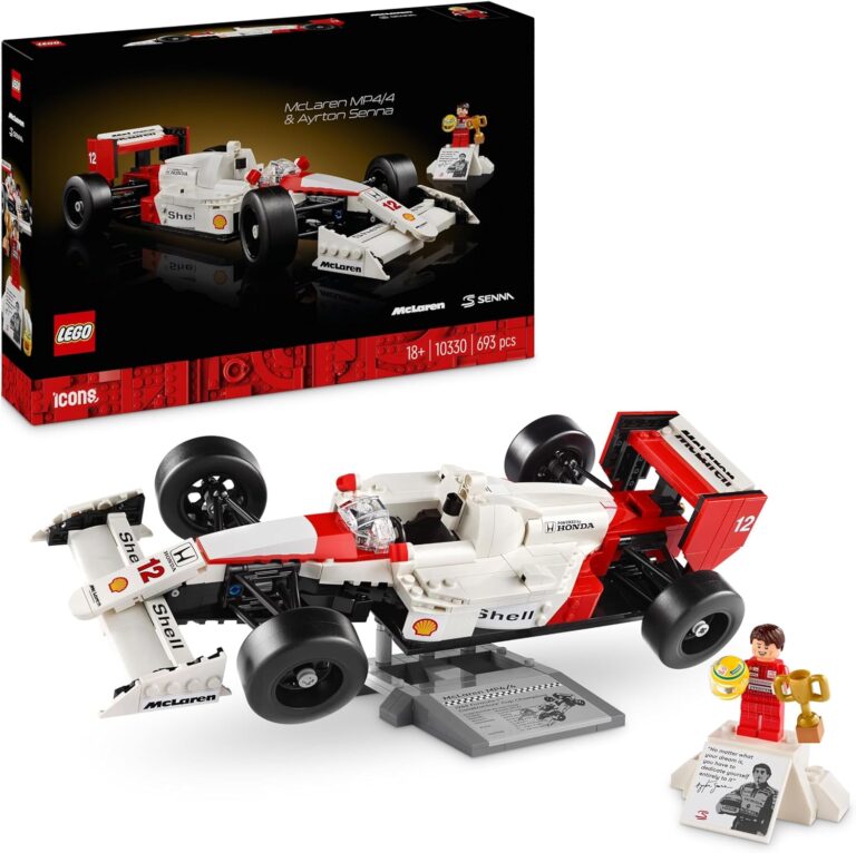 LEGO Icons McLaren MP4/4 e Ayrton Senna, Modellino da Costruire di Auto da Corsa con Minifigure, Replica Iconica Monoposto F1, Hobby Creativo per Adulti, Regalo per Lui, Lei, Marito o Moglie 10330