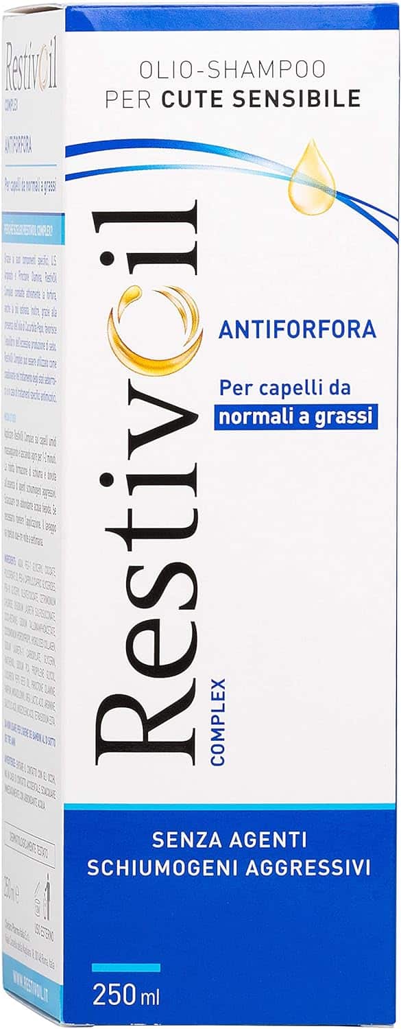 RestivOil Complex Olio Shampoo Delicato Antiforfora per Capelli da Normali a Grassi con Azione Antiseborroica e Anti Prurito, Shampoo Senza Schiuma, 250 ml