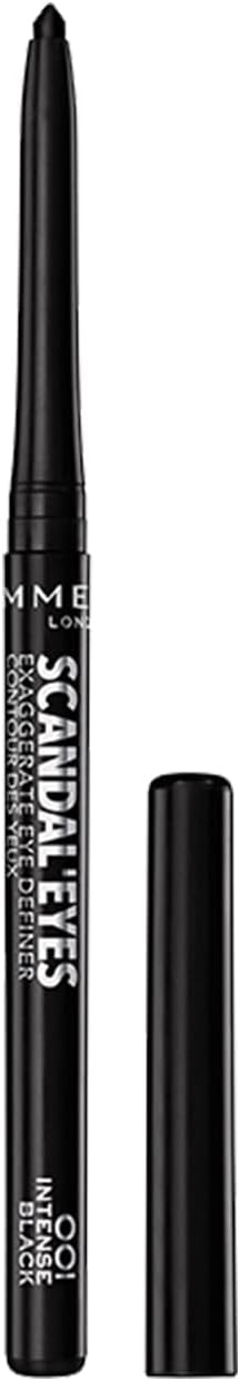 Rimmel London ScandalEyes Exaggerate Eye Definer, Matita Occhi Automatica Waterproof a Lunga Durata dal Colore Intenso e Tratto Ultra Preciso, 001 Intense Black - 0.35g