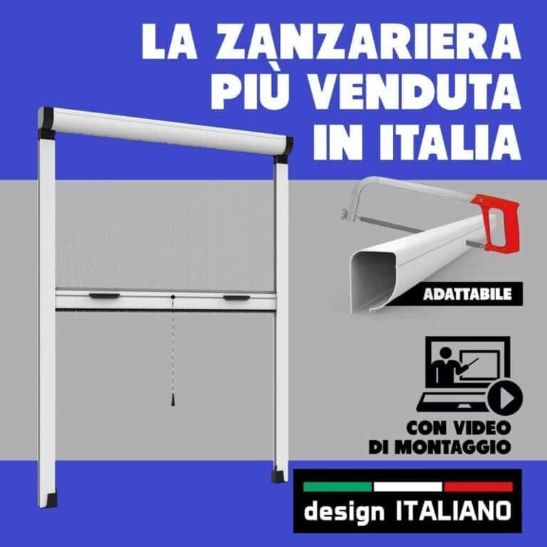 Zanzariera a Rullo Riducibile Verticale fai da te in kit Vari Colori e Misure disponibili (80 x 160, Bianco)